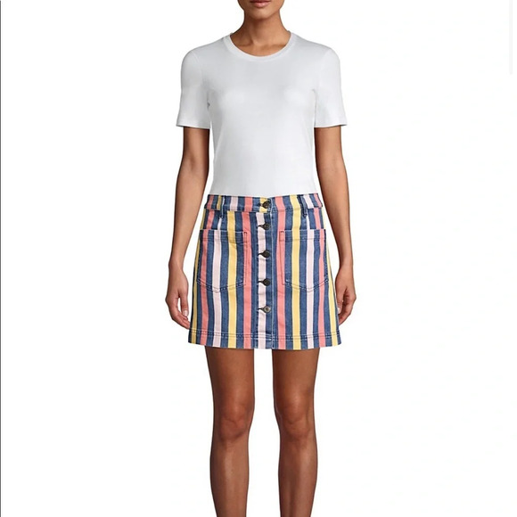 3 X 1 Rose Striped Mini Denim Skirt Size 24/XS - Picture 1 of 11